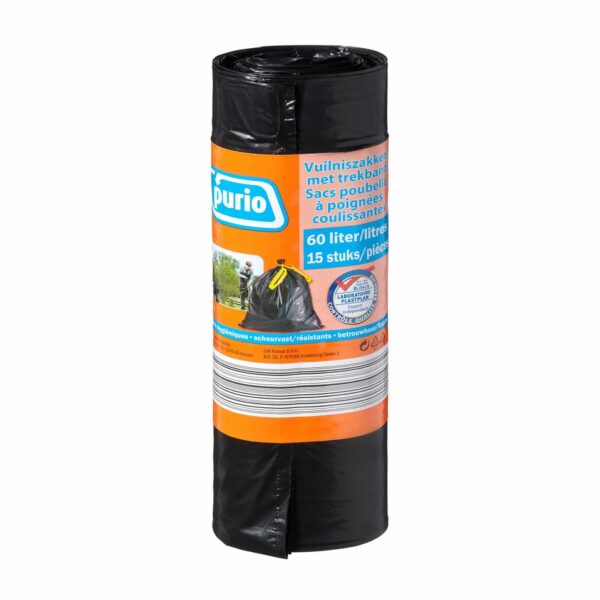 Bin bags with drawstring 60l, 15pc