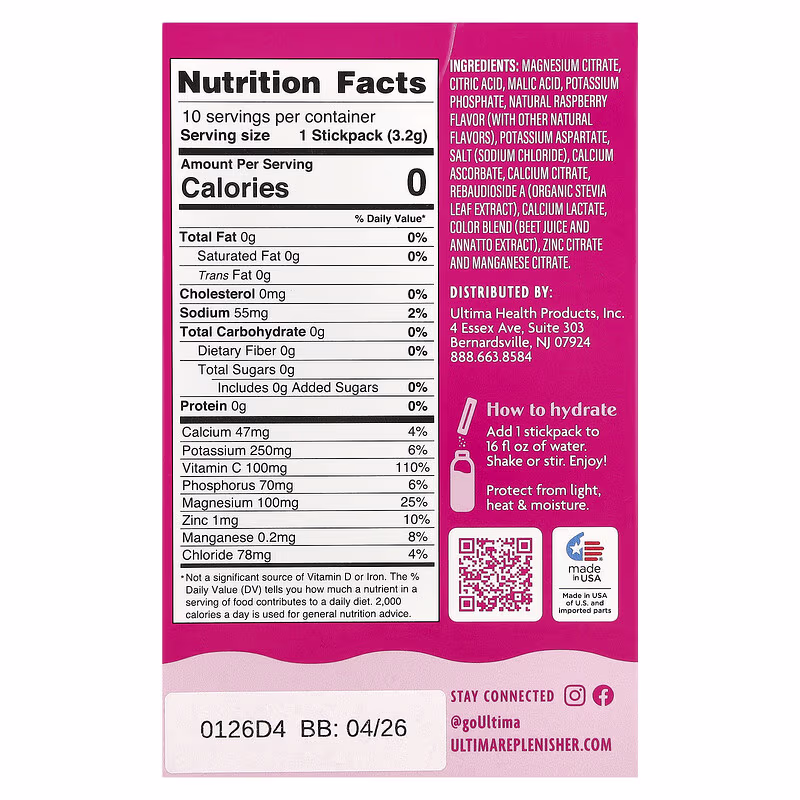 Ultima Electrolytes 10 sticks Raspberry - Image 2