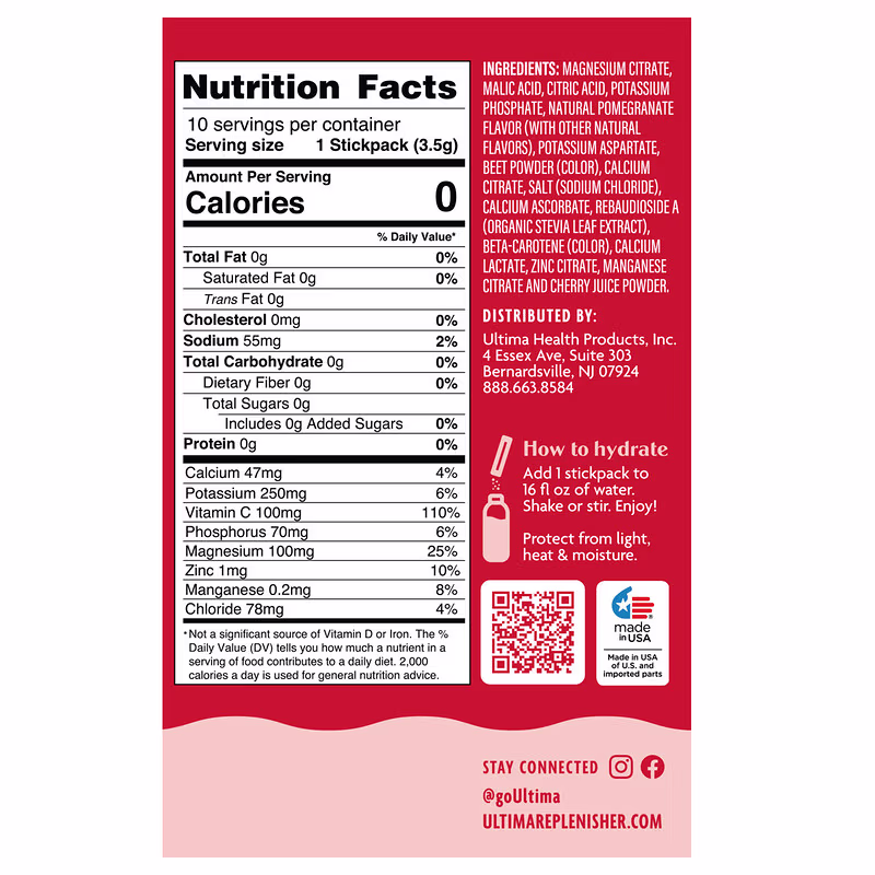 Ultima Electrolytes 10 sticks Pomegranate - Image 2