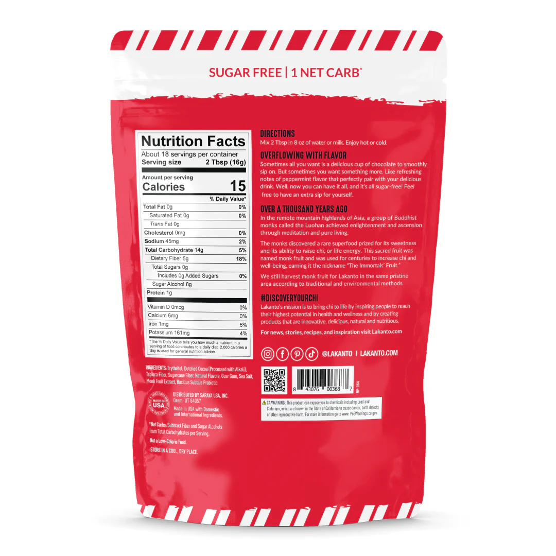 Peppermint Drinking Chocolate 10 OZ, Lakanto - Image 2