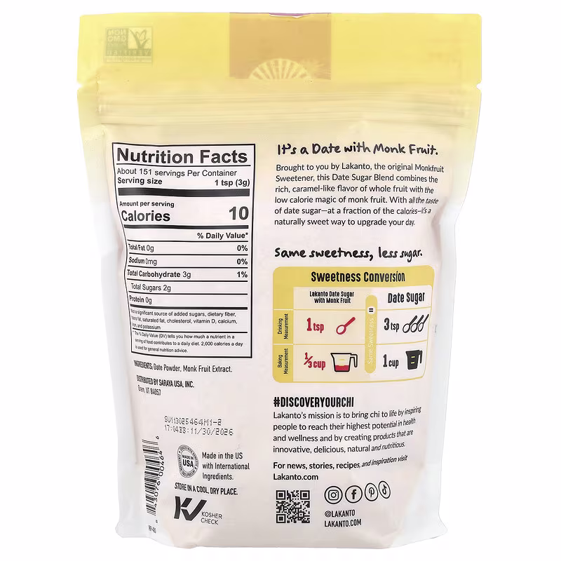 Date Sugar w/ Monkfruit 16 OZ/454g - Image 3